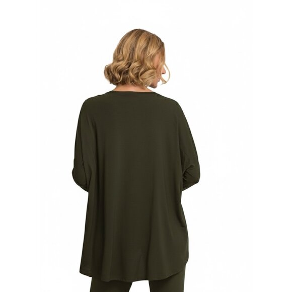 Joseph Ribkoff Swing Jersey Knit Blouse Safari Green Size 14 NWT - Picture 14 of 16